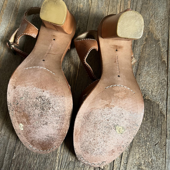 Frye Sofia Stitch Sandal Shoes Womens Size 8M Brown Leather Block Heel - Picture 12 of 14